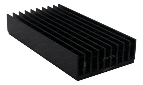 3 Disipadores Leds Aletas 104x200mm Alto 37mm Negro