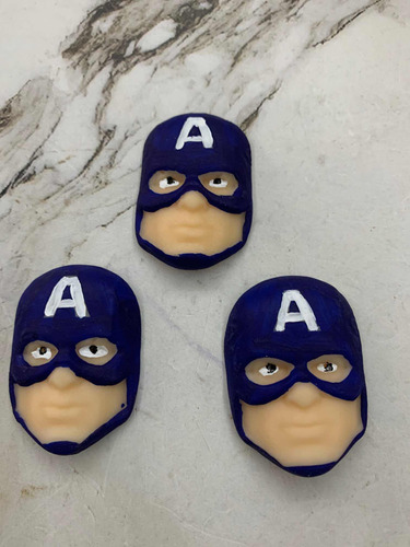 Pack X 3 Aplique Para Torta De Porcelana Del Capitan America