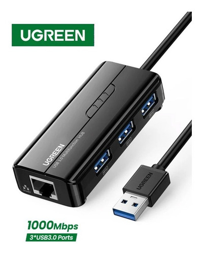 Adaptador Hub Rj45 Ethernet 3 X Usb 3.0 Mac Nintendo Ugreen 