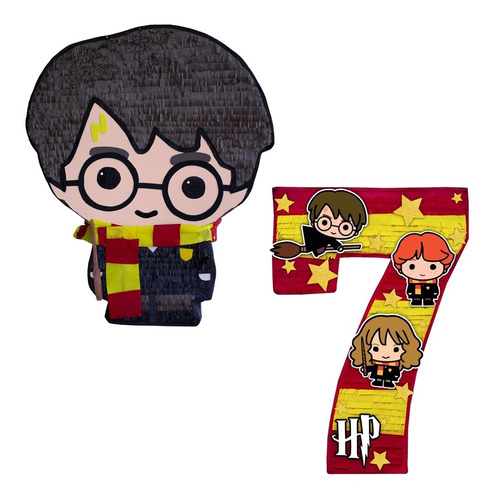 Dúo Piñatas Harry Potter + Número A Elegir 50 Cm