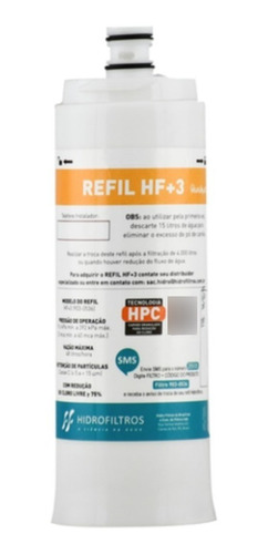 Refil Hf+3 P/ Purificador De Água Elétrico Ibbl Hidrofiltros