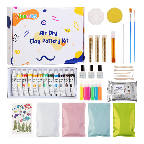 Kit De Arcilla Air Dry Gleamkid Para Adultos Con Herramienta