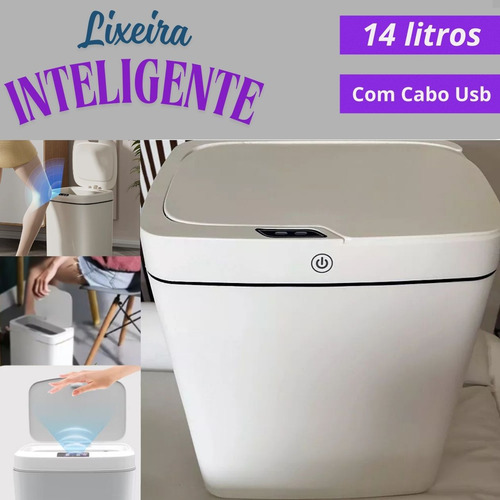 Lixeira Automática Com Sensor Inteligente Usb 14 Litros