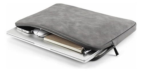 Funda Protectora Laptop Impermeable Alta Calidad Pu Piel Gris Oscuro 14 Pulgadas
