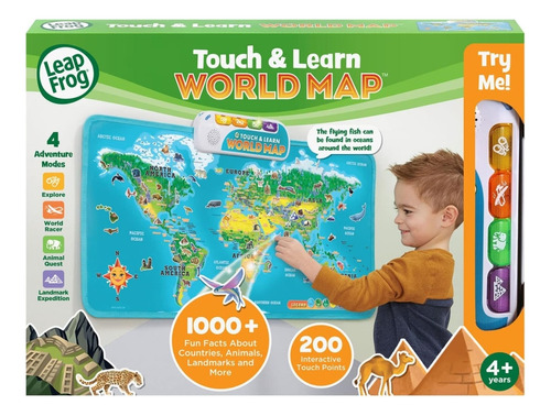 Mapa Mundial Leapfrog Juguete Interactivo Con Luces Y Sonido