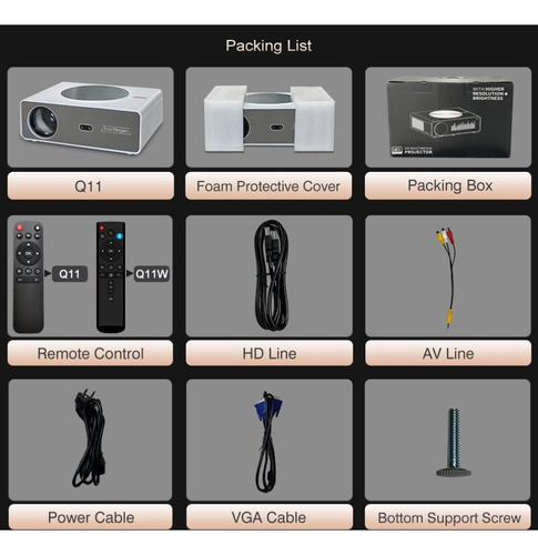 Projetor Touyinger Q11w Fhd 28000 Lms Android12 Wifi Espelha