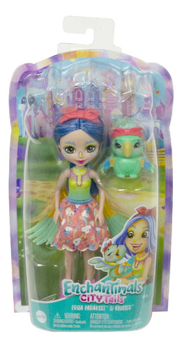 Muñeca Enchantimals City Tails Prita Parakeet + Mascota