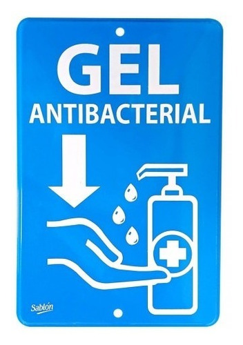 Señal Plastica Gel Antibacterial 22.8 X 15.2 Cm Azul Sablon