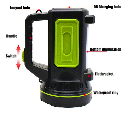 Foco Superbrillante, Linterna Recargable De 6000 Mah Con Luz