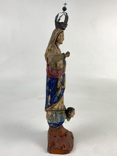 Imagem 9 de 9 de Antiga Santa Nossa Senhora Madeira Olho Vidro