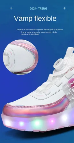 L Patines Led Rosa Recargables De Dos Ruedas Para Chicas