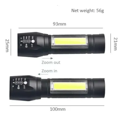 Super Mini Linterna Led Recargable Luz Zoom Largo Alcances