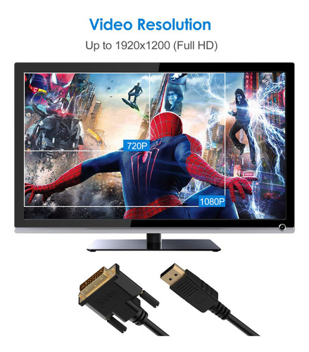Cabo Displayport (dp) Para Dvi, Banhado A Ouro, 6 Pés