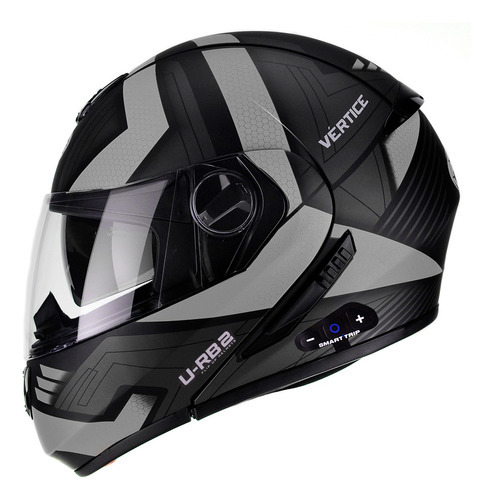 Capacete Peels U-rb2 Vértice Fosco Smart Trip Comunicador Cor Prata Tamanho do capacete 56