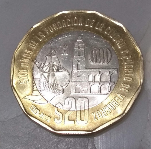 Moneda 20 Pesos Fundación De Veracruz