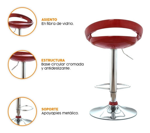 Banco Para Bar Bonno Giratoria Aster Ii Color Rojo