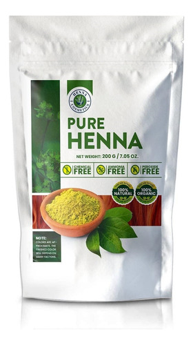 Tinte Natural Henna Para El Cabello, 100% Orgánico. 200g