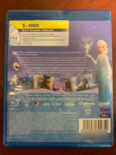 Pelicula Bluray Frozen Disney (una Aventura Congelada) (Usado)