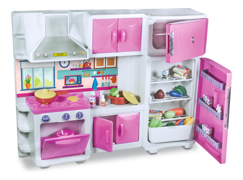 Cozinha Brinquedo Armários Utensílios Geladeira Fogão 85 Cm