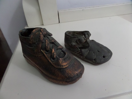 7k Antiguos Zapatos De Bebe En Bronce Recuerdo Coleccion