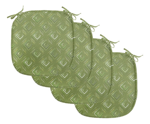 Juego De 4 Cojines De Asiento Cuadrado Verde Oliva 40 X 40 C