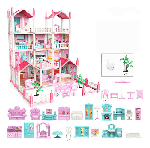 Casa Da Barbie Luminosa Completa Adesivada Móveis