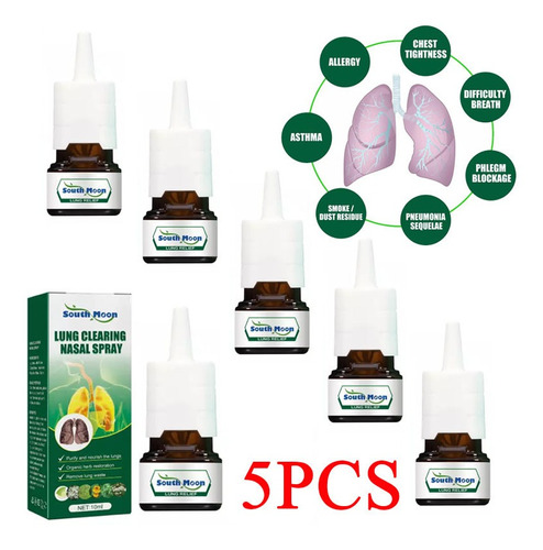 5pcs Limpieza Pulmonar, Spray Nasal De Hierbas Orgánicas.