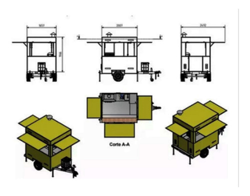 Projeto Food Trailer Lanches Carretinha/reboque 1 Eixo