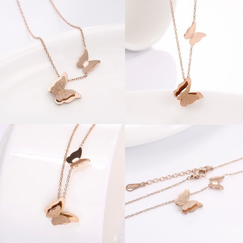 Juego Collar Arete Con Dije Mariposa Estrella Flor Mujer