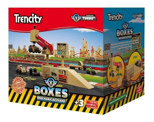 Imagen 1 de 9 de Trencity Kit Boxes Colección Turbo Con Vehiculo Madera 10pcs