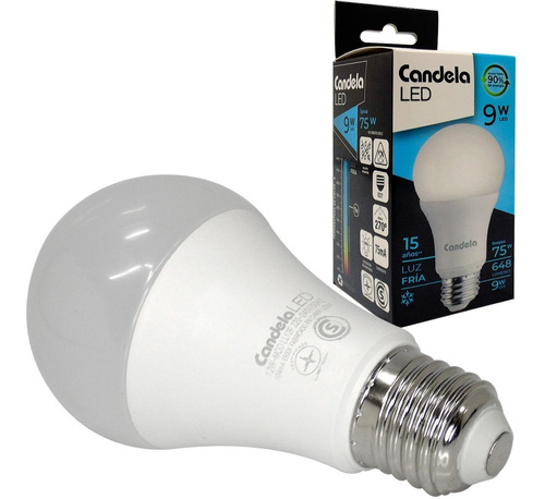 Lámpara Led Candela Luz Fría 9w Equivale A 75w Cod Ll9f