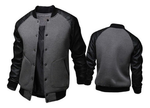 Chaqueta De Béisbol Mangas De Pu Cuero Para Hombre Invierno