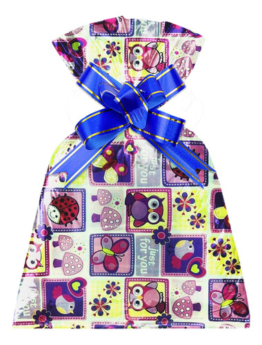 50 Unidades - Saco De Presente 30x44cm Corujinhas