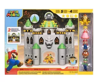 Mario Set Castillo Deluxe Bowser Con 5 Figuras + Accesorios