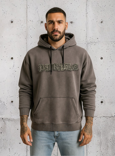Buzo Canguro Oversize Hoodie Capucha Aplique Bordado Hombre
