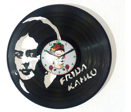 Reloj De Pared En Disco De Vinilo De Frida Kahlo 