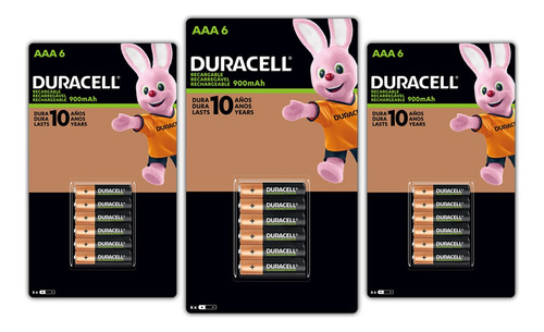 Pila Aaa Recargable Duracell 18 Baterias Pack 1.2v