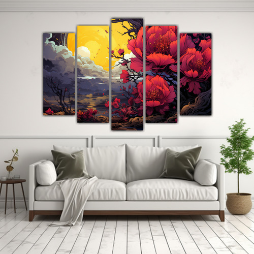 150x100cm Cuadro Abstracto Equilibrio Árbol De Cedro En Ama
