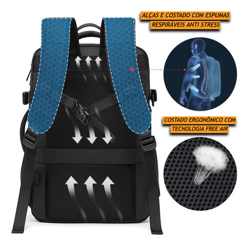 Bange Mochila Executiva Para Viagem Expansível Entre 27-40 Litros Cor Azul