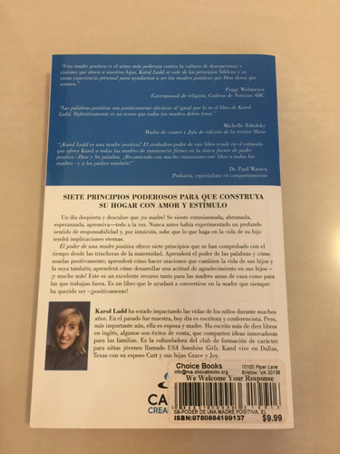 Libro: El Poder De Una Madre Positiva, Karol Ladd* (Usado)
