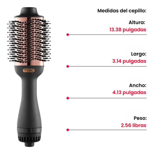 Cepillo Peine Alaciador Electrico Secadora de Aire Para Cabello Tymo Volumizer Peine Secador Alaciador Ionico 3 en 1