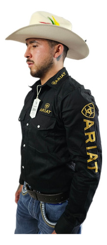 Camisa Ariat Bordado En Un Solo Color