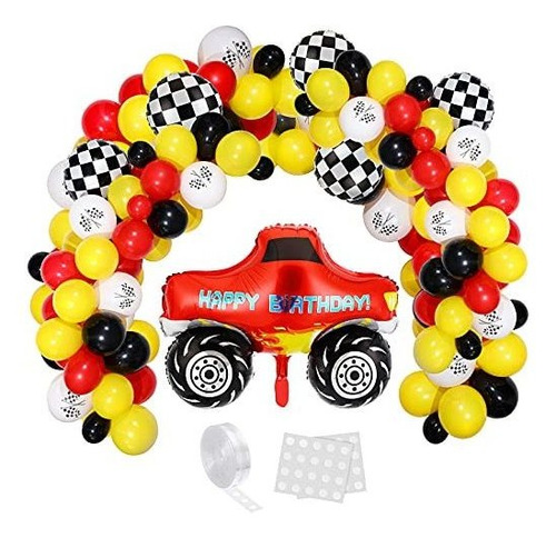 Globos De Fiesta Infantil 122 Piezas Monster Truck Racing Ca