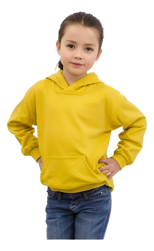 Poleron Infantil Algodón Canguro Capucha Para Estampar