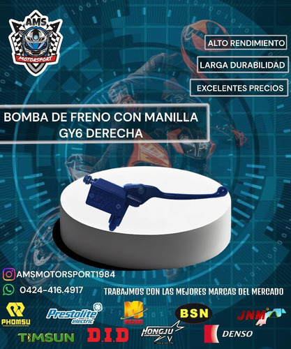 Bomba De Freno Con Manilla Gy6 Derecha 