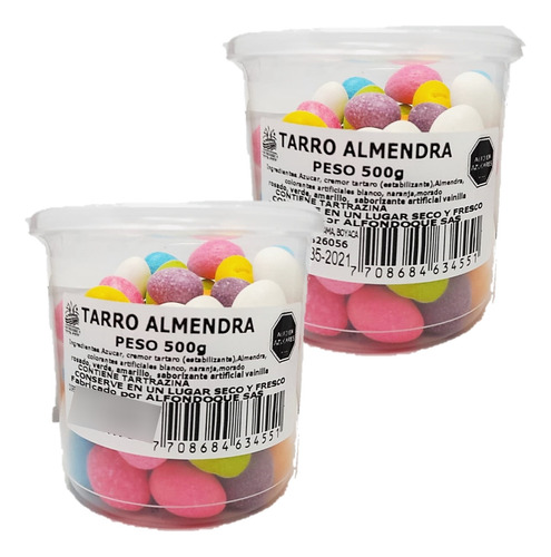 Almendra Francesas Alfondoque Tarro 500 Gr X 2 Uds