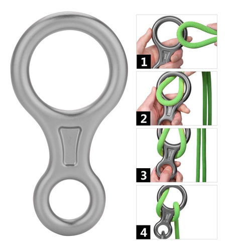Alomejor Escalada Rappel Safety 35kn Monta?ismo Escalada Figura 8 Cuerda Descensor Anillo(gris) Herramienta De Escalada
