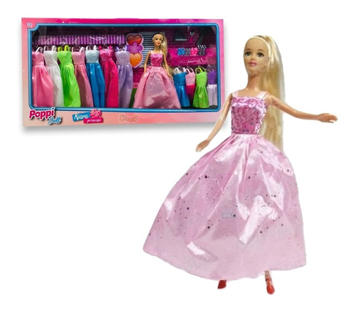 Muñeca Articulada Kiara Princesa 12 Vestidos Accesorios Nena