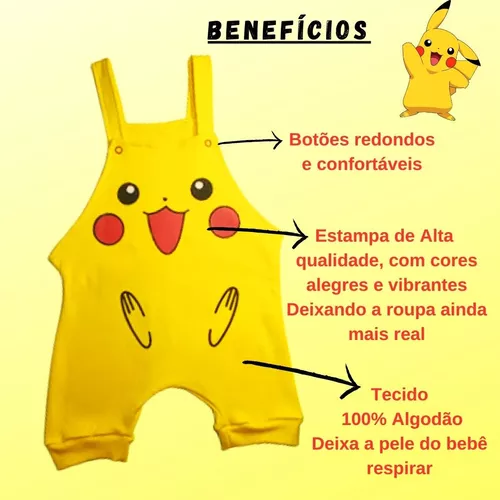 Fantasia Pikachu Pokémon Mesversário Bebê