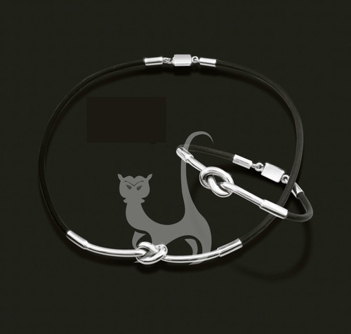 Juego Gargantilla Y Pulsera Cuero Y Plata